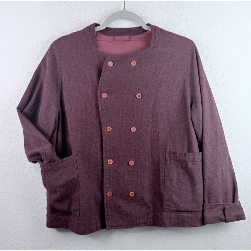 CP Shades Double Breasted Jacket Sz S Plum Cotton Chore Made in USA Lagenlook